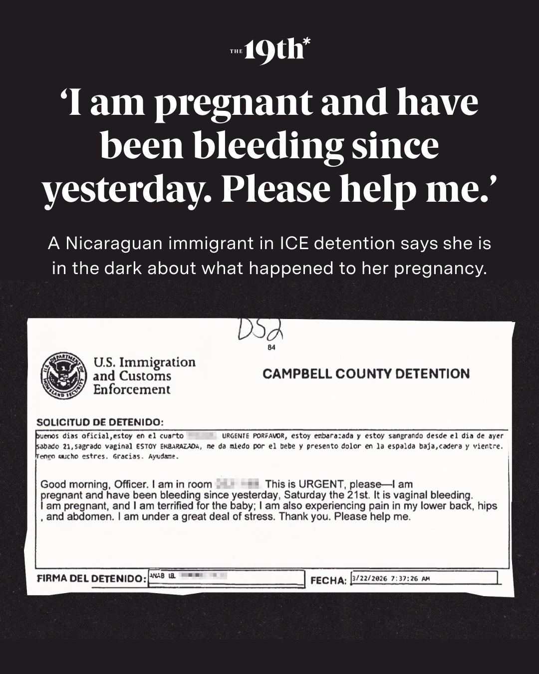 Pregnant Nicaraguan woman in ICE detention denied medical records after bleeding and severe pain