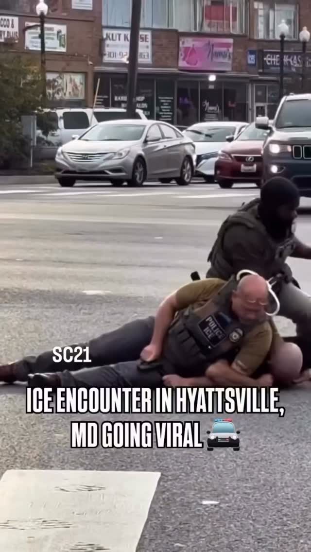 Man pinned to street by ICE as agent's gun falls, points at bystanders