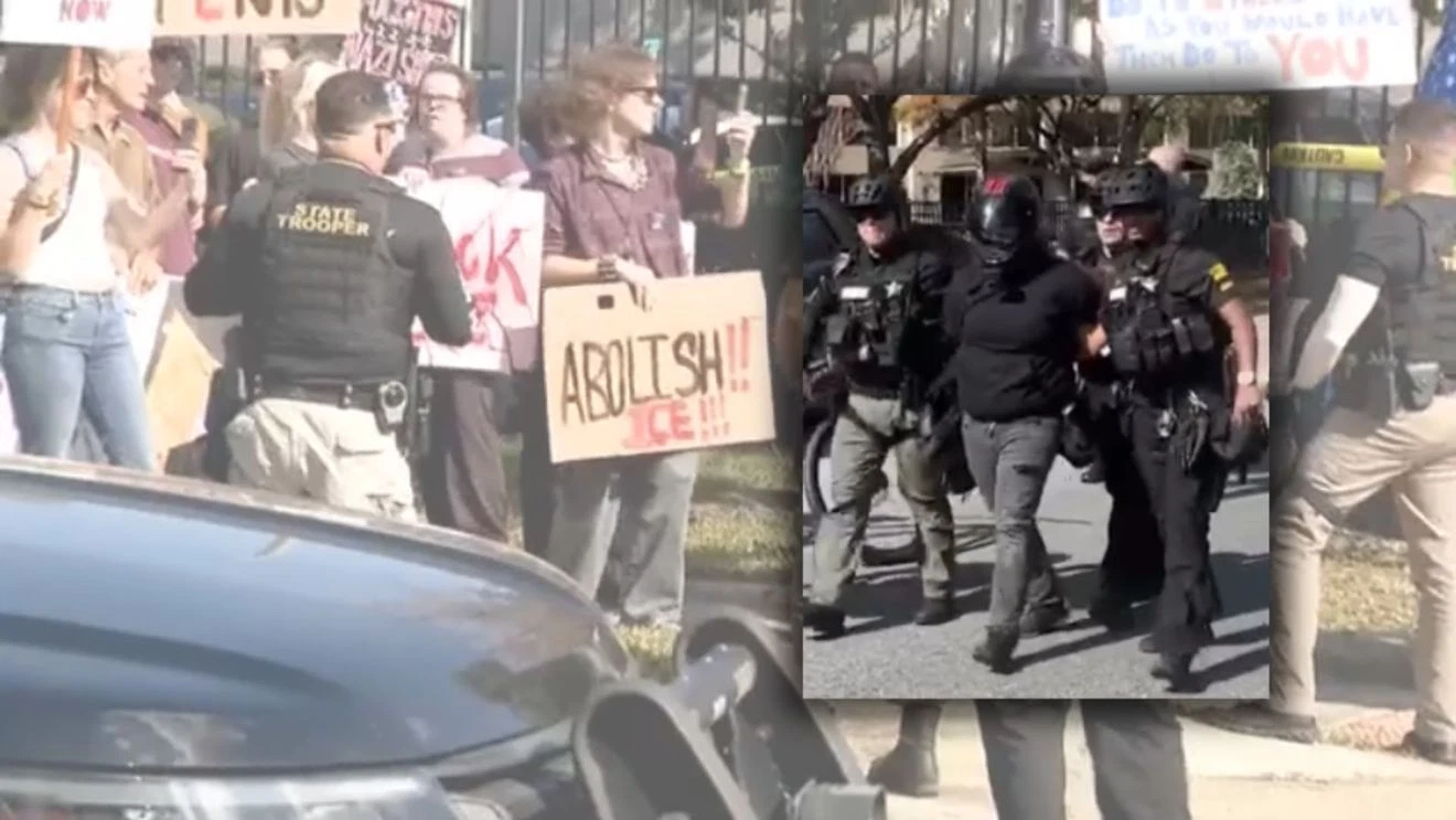 Protester arrested at Orlando ICE facility during mass deportation rally