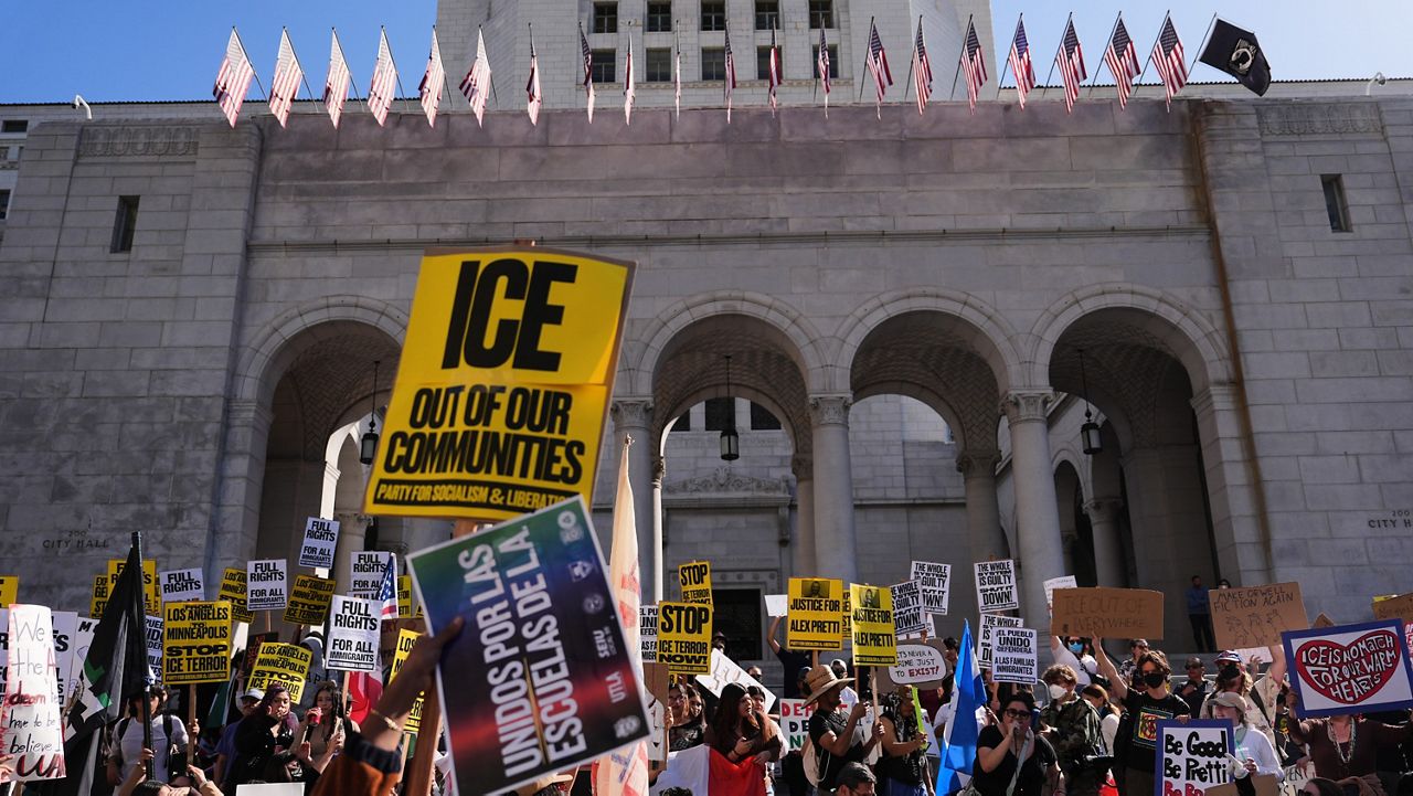 Anti-ICE protesters clash with federal agents in downtown Los Angeles