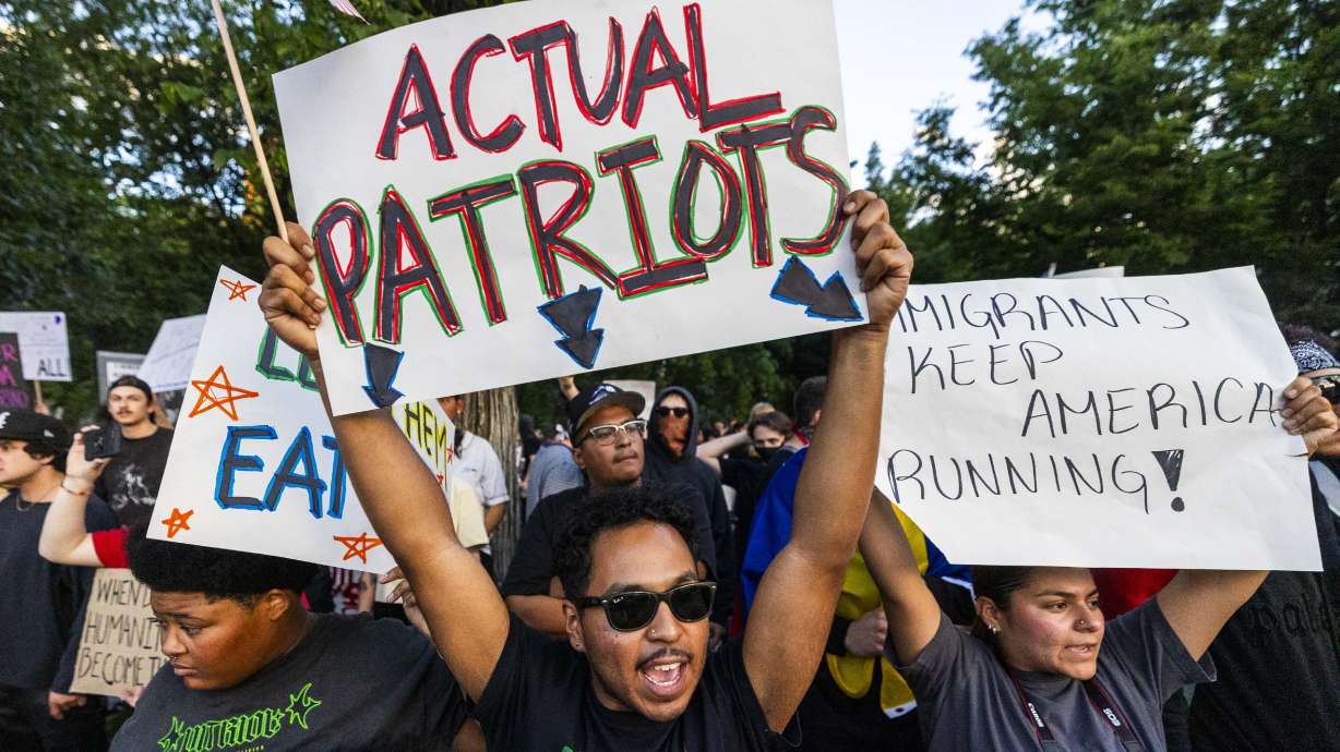 Hundreds of demonstrators protest immigration enforcement in Salt Lake City